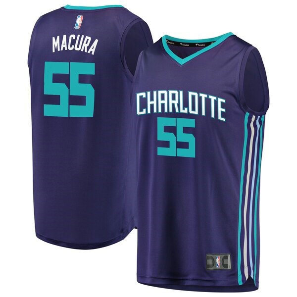 Maillot Charlotte Hornets Homme J.P. Macura 55 2019 Pourpre